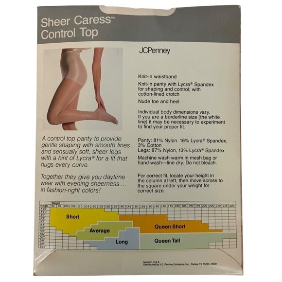 JCPenney Sheer Caress Control Top Pantyhose Queen Tall Mocha Bisque Sandalfoot - Picture 2 of 3